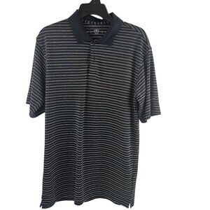 Nike Fit Dry Golf Polo Shirt Mens Size M Black White Striped Fit Dry Polyester